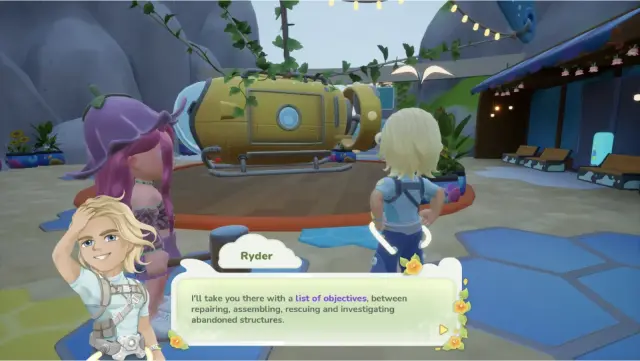 Characters near Ryder and the Adventure ship in the reported ground-collision incident