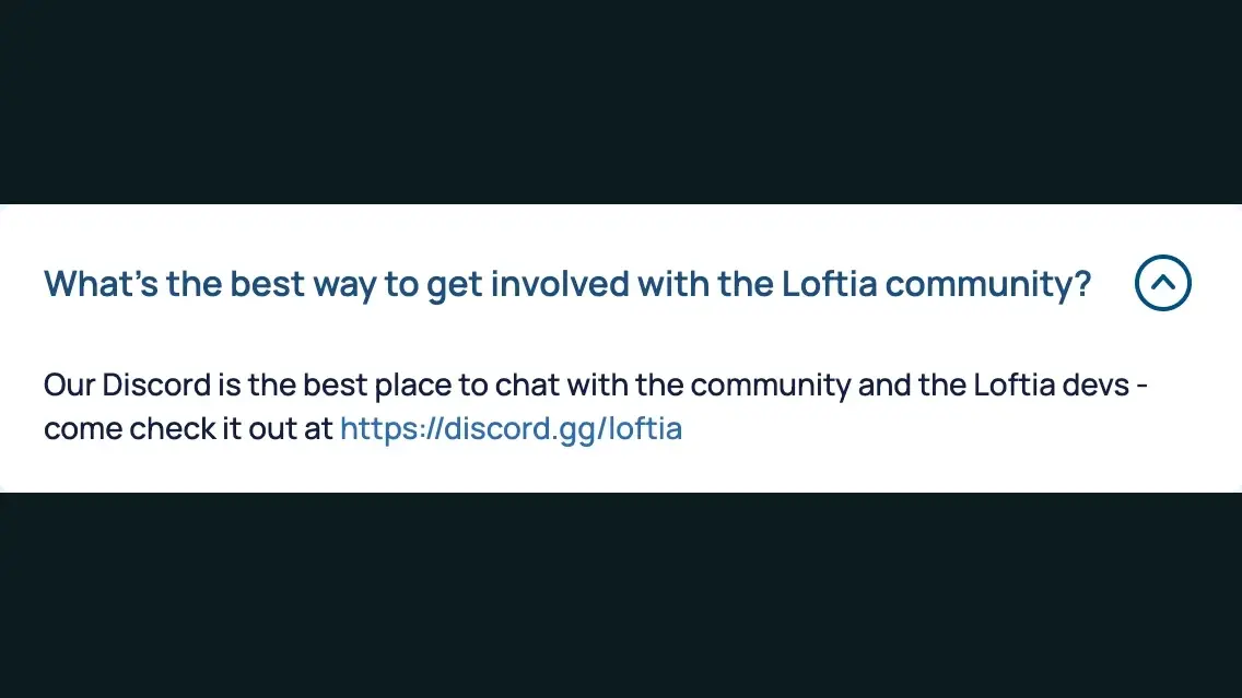 The official community invitation uses discord.gg/loftia